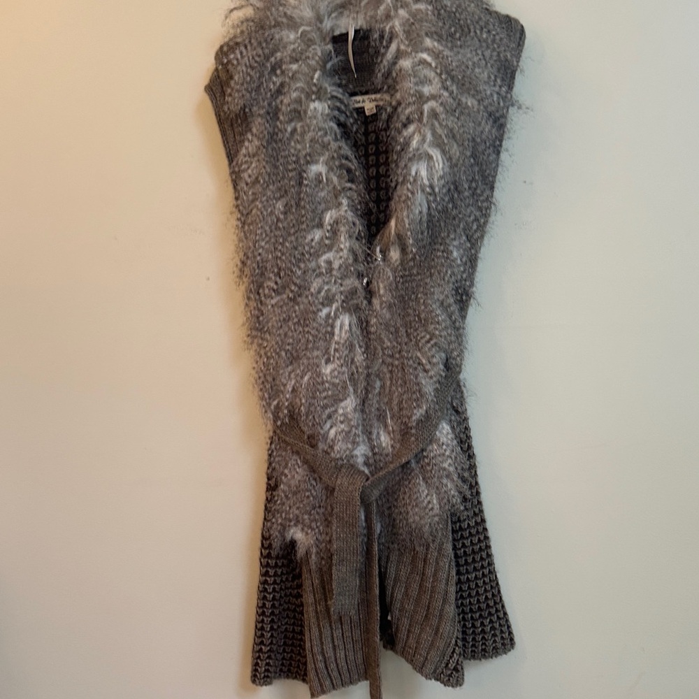 Hot & Delicious Faux Fur Cardigan Vest – Brown/White, S/M